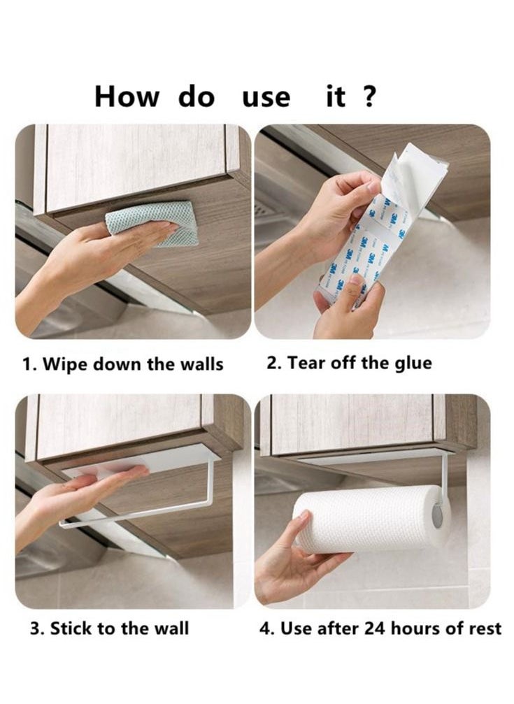 Haidue Paper Towel Holder Wall Mounted No Drilling Paper Towel Holder Under Cabinet Toilet Roll Holder Self Adhesive Towel Hanger Tissue Paper for Bathroom Kitchen Black  - Image 3