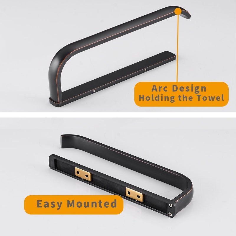 BESy Brass Hand Towel Bar for Bathroom Oil Rubbed Bronze  Rustproof Wall Mounted Towel Rack Hanger Bathroom Hardware Accessories Towel Holder 12 Inch - Image 4