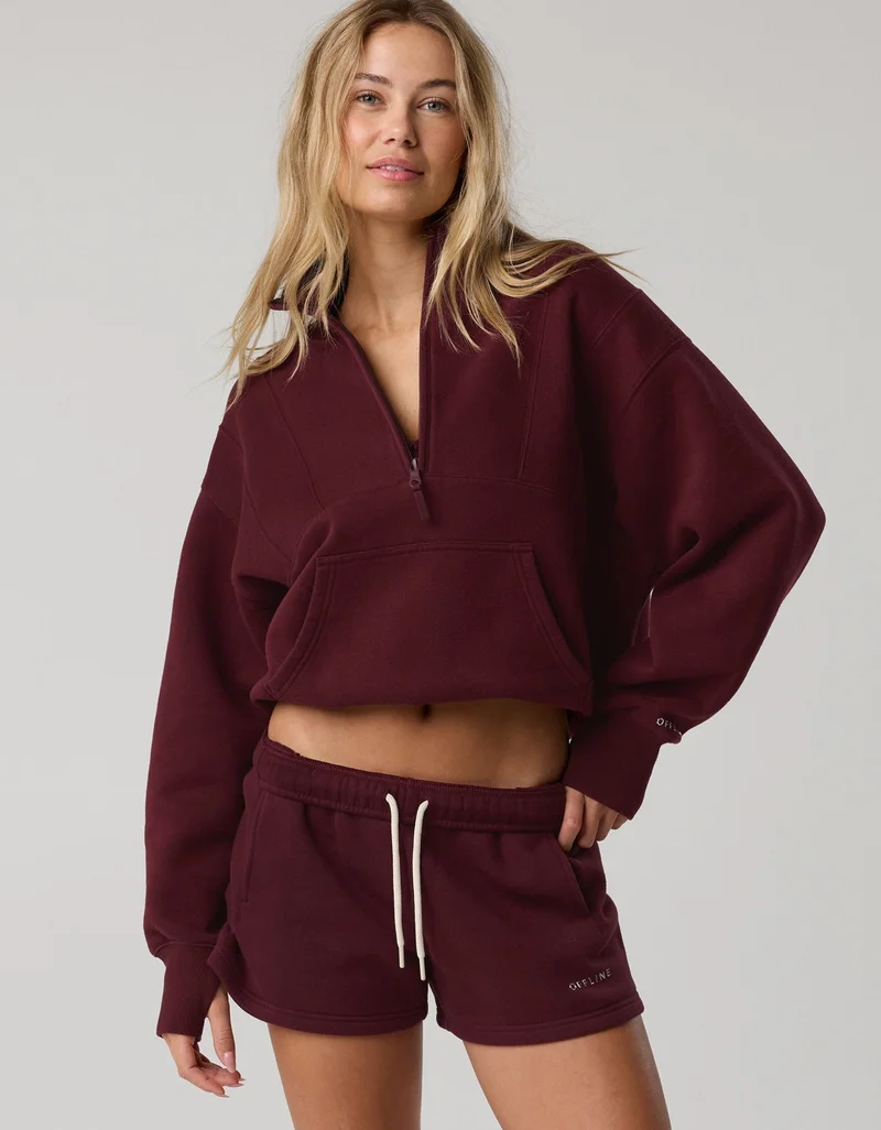 OFFLINE By Aerie Cloud Fleece Seamed Quarter Zip Sweatshirt