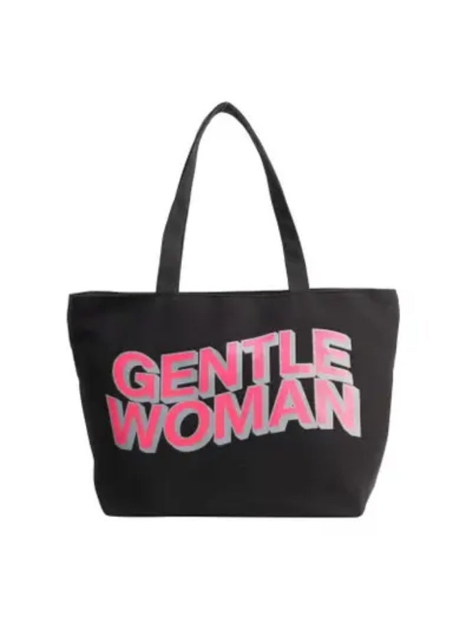 Gentle woman large letter print Shoulder Bag.