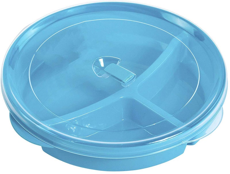 Microwave Food Storage Tray Containers 3 SectionCompartment Divided Plates wVented Lid Assorted