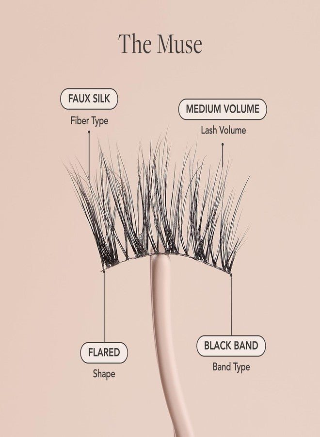 House of Lashes The Muse False Eyelashes, Black, Faux Silk, Medium Volume, Flared Half Lash, 3 Pairs, Reusable - Image 3