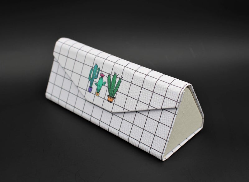 Real Sic Real Sic Glasses Case for Men and Women - Magnetic Folding Hard Shell Sunglass Holder - Vegan Leather Eyeglass Protector, Variety of Styles Inspired by Nature - (Grid Cactus)  - Image 4