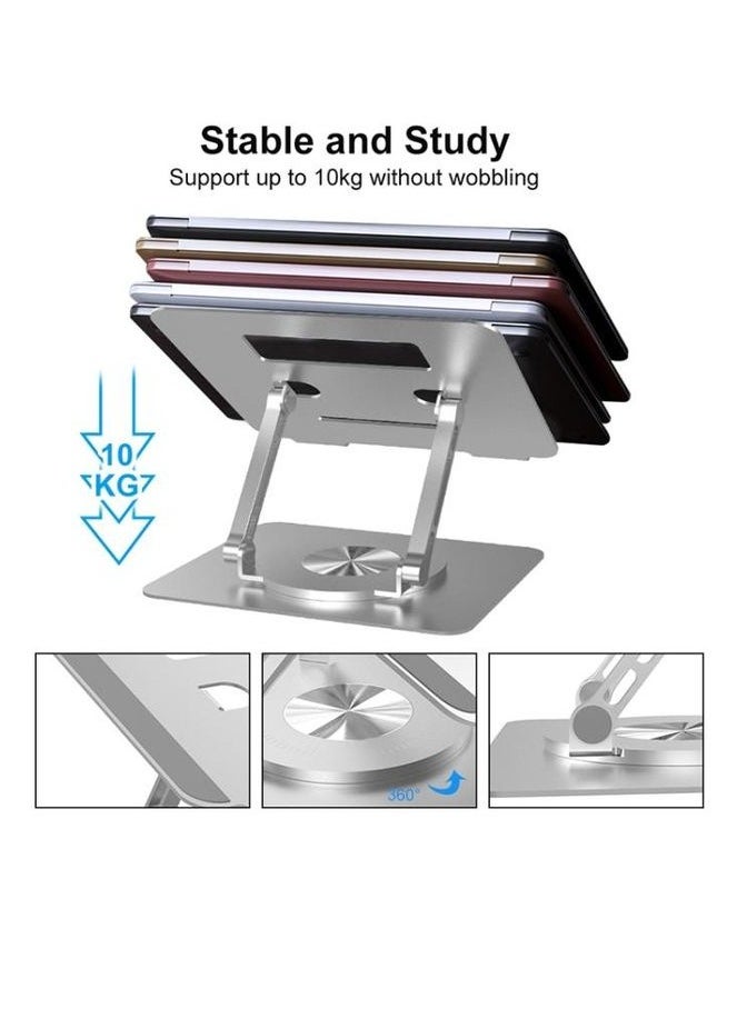 Generic - Adjustable Laptop Stand with 360 Degree Rotating Base Folding Laptop Riser Comfortable Practical Compatible with MacBook Pro Air Notebook up to 16 inch Silver - Image 1