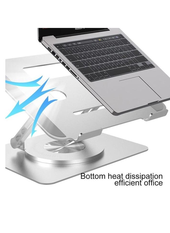 Generic - Adjustable Laptop Stand with 360 Degree Rotating Base Folding Laptop Riser Comfortable Practical Compatible with MacBook Pro Air Notebook up to 16 inch Silver - Image 1