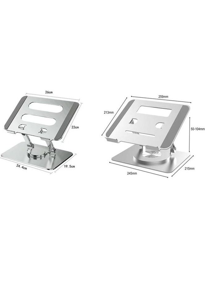 Generic - Adjustable Laptop Stand with 360 Degree Rotating Base Folding Laptop Riser Comfortable Practical Compatible with MacBook Pro Air Notebook up to 16 inch Silver - Image 1