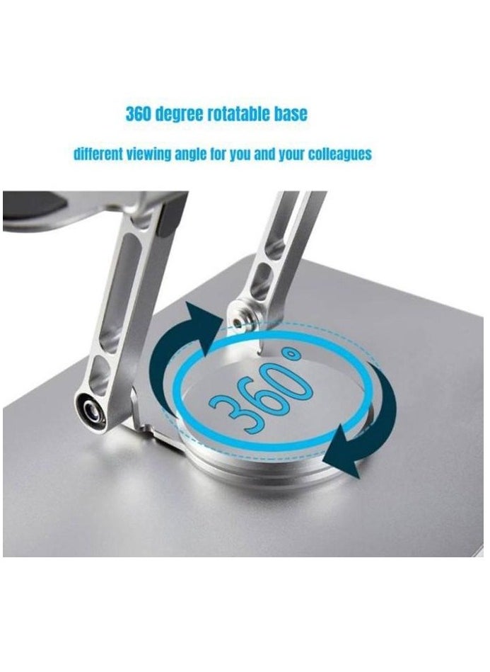 Generic - Adjustable Laptop Stand with 360 Degree Rotating Base Folding Laptop Riser Comfortable Practical Compatible with MacBook Pro Air Notebook up to 16 inch Silver - Image 1