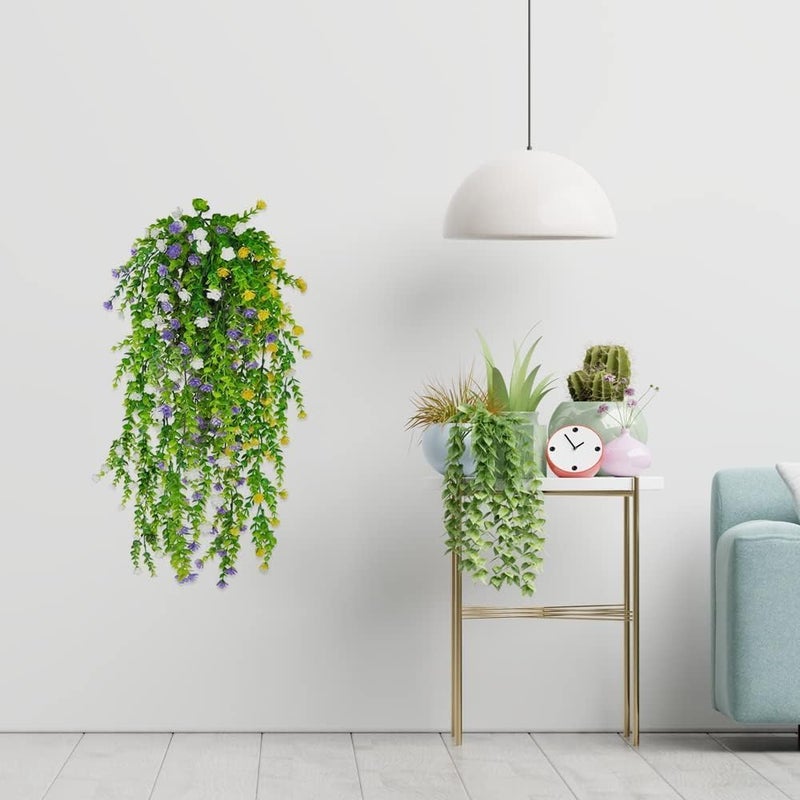 Dekorly Artificial Hanging Plants 2 Pack, Monstera Leaves Ivy Vine Faux Greenery Tropical Palm Leaves Hanging Plants UV Resistant Jungle Leaf for Garden Home Party (Height : 65CM, Design-D) - Image 2