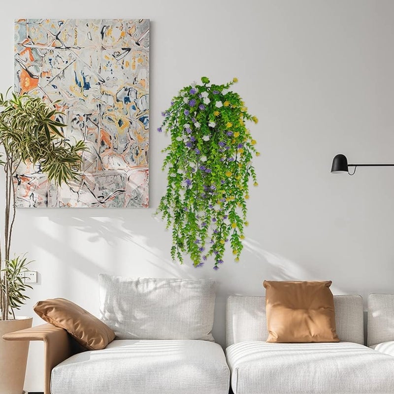 Dekorly Artificial Hanging Plants 2 Pack, Monstera Leaves Ivy Vine Faux Greenery Tropical Palm Leaves Hanging Plants UV Resistant Jungle Leaf for Garden Home Party (Height : 65CM, Design-D) - Image 4