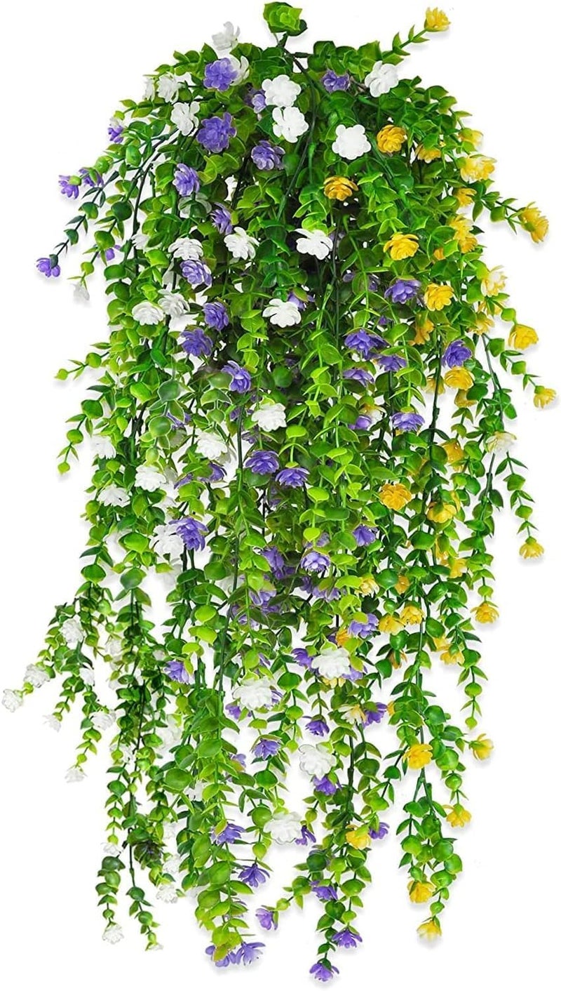 Dekorly Artificial Hanging Plants 2 Pack, Monstera Leaves Ivy Vine Faux Greenery Tropical Palm Leaves Hanging Plants UV Resistant Jungle Leaf for Garden Home Party (Height : 65CM, Design-D) - Image 1