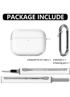 SJet Soft TPU Protective Case Cover for AirPods Pro 2/Pro with Cleaner Kit and Keychain(Clear)  - Image 2
