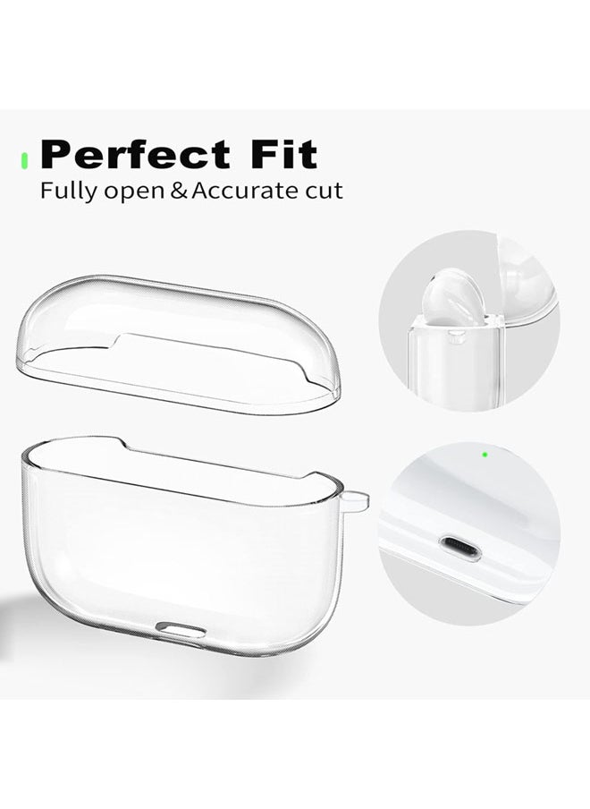 سجيت غطاء حماية ناعم من TPU لسماعات AirPods Pro 2/Pro مع مجموعة تنظيف وسلسلة مفاتيح (شفاف)  - Image 4