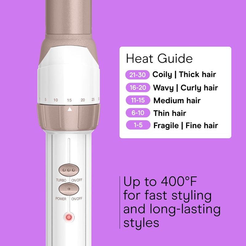 CONAIR Double Ceramic 1-Inch Curling Wand, Produces Flawless Waves, Curling Iron for Use on Medium and Long Hair, 30 Heat Setting Curling Iron, White - Image 4