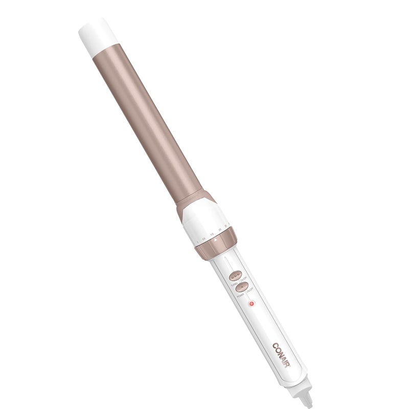 CONAIR Double Ceramic 1-Inch Curling Wand, Produces Flawless Waves, Curling Iron for Use on Medium and Long Hair, 30 Heat Setting Curling Iron, White - Image 1