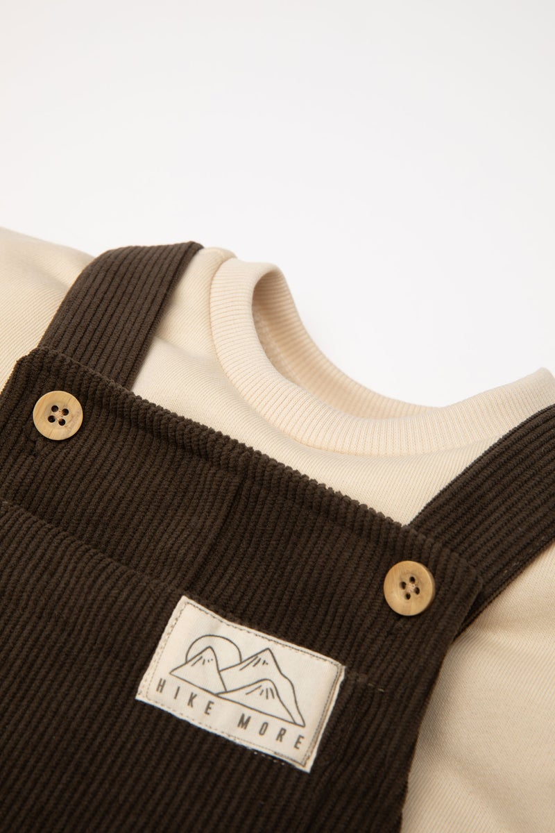 DeFacto Baby Boy T-Shirt  Velvet Jumpsuit 2 Piece  - Image 5