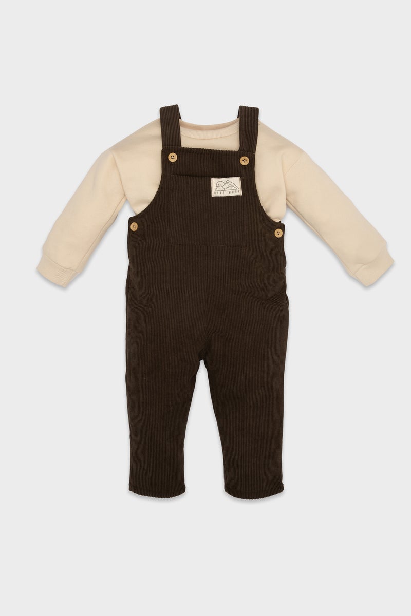 DeFacto Baby Boy T-Shirt  Velvet Jumpsuit 2 Piece  - Image 1