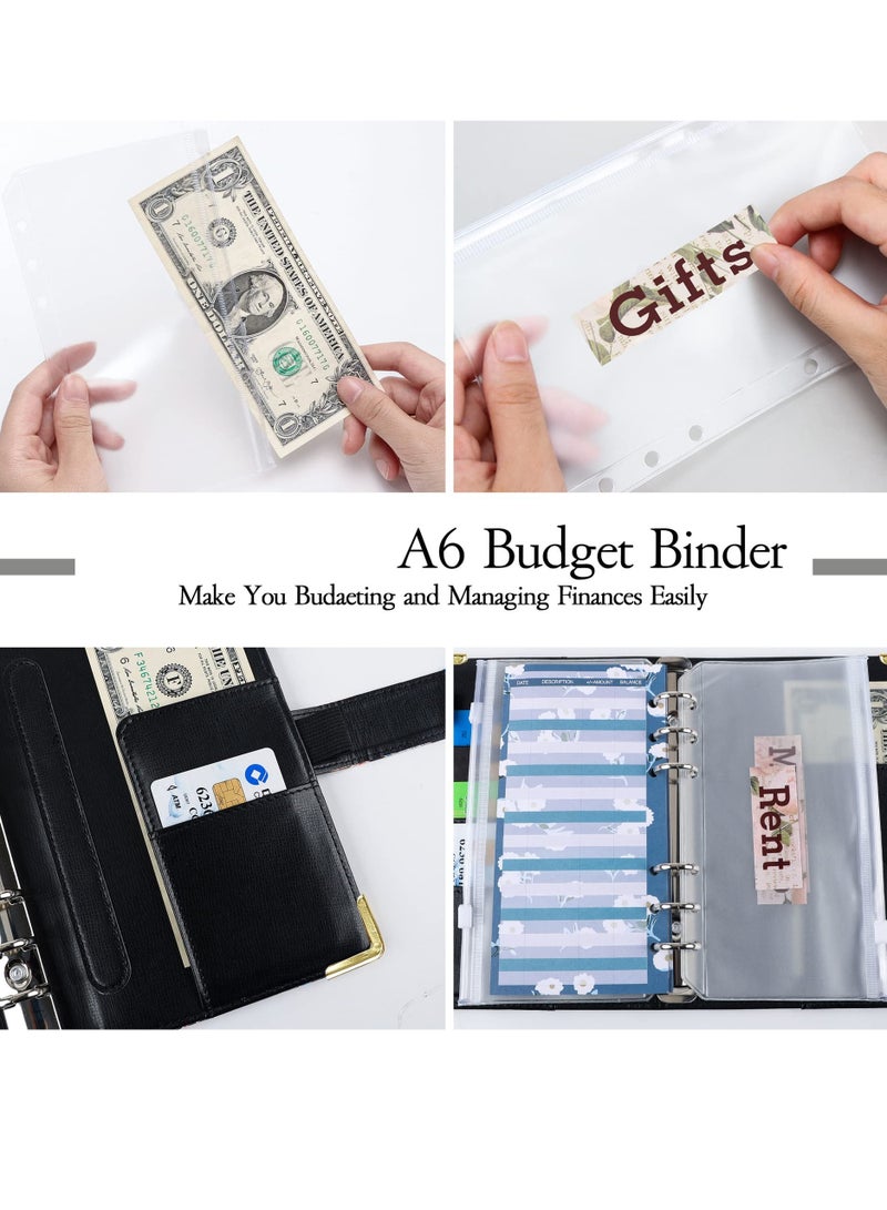 KASTWAVE Budget Binder, A6 Marble PU Leather Binder, Money Organizer Cash Envelopes Budget Planner with 12 Zipper Cash Envelopes, 12 Expense Budget Sheets for Budgeting, Saving Money - Image 2
