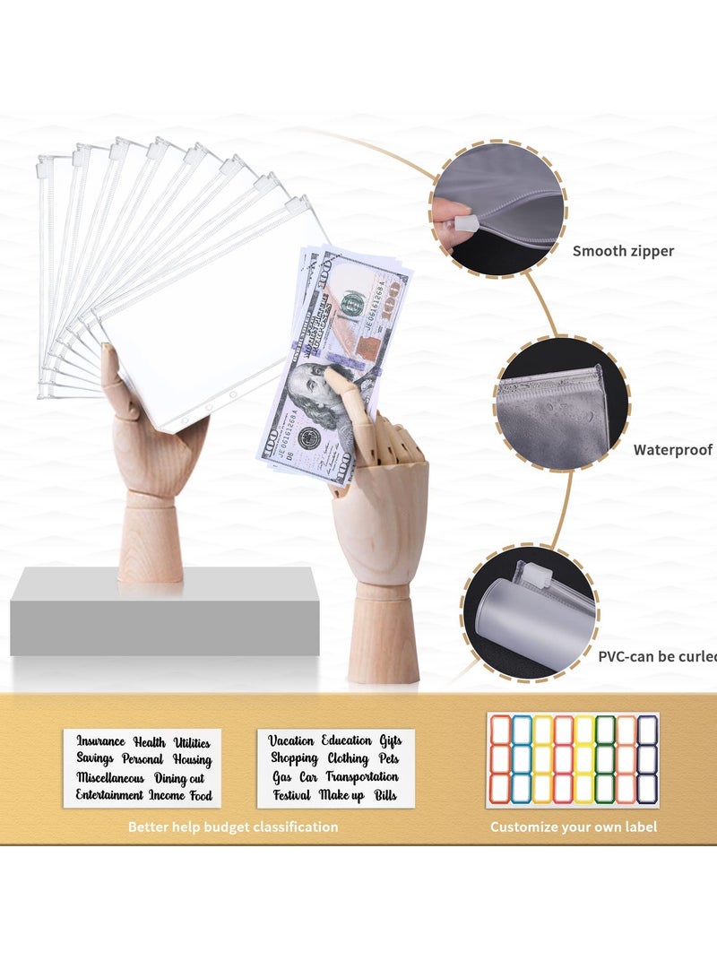 KASTWAVE Budget Binder, A6 Marble PU Leather Binder, Money Organizer Cash Envelopes Budget Planner with 12 Zipper Cash Envelopes, 12 Expense Budget Sheets for Budgeting, Saving Money - Image 4