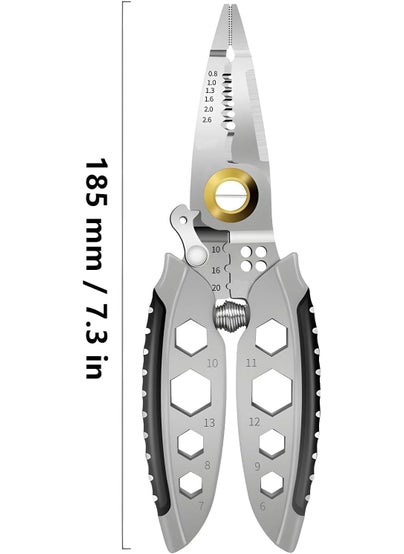 Meakwisht Meakwisht 7Inch Multipurpose Wire Stripper Cutter Stripping Tool Long Nose Electrical Wire Cutter for Electricians Stripping and Cutting  - Image 2