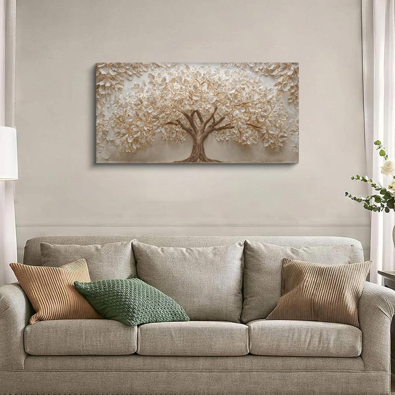 ARS Modern White Wall Art Prints Size-100x150cm Tree Of Life Canvas Art Wall Decor For Living Room Aesthetic Home Tree Pictures Wall Decor Picture For Bedroom Office Apartment Interior Decoration - Image 2