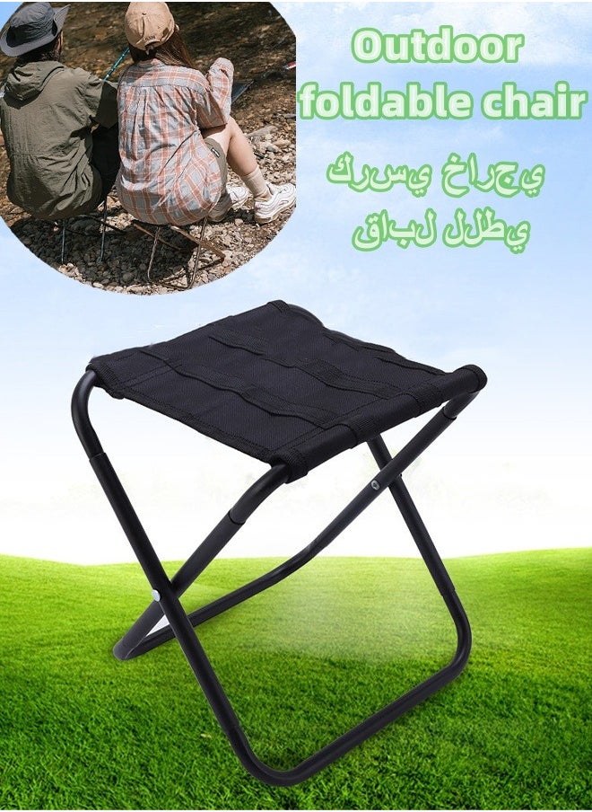 Generic - Folding Stool Portable Sitting Stool Fold Up Fishing Stool Compact Fishing Stool Hiking Chair Travel Chair Stool Portable Camp Stools Oxford Cloth Fishing Chair Telescopic (Black) - Image 1