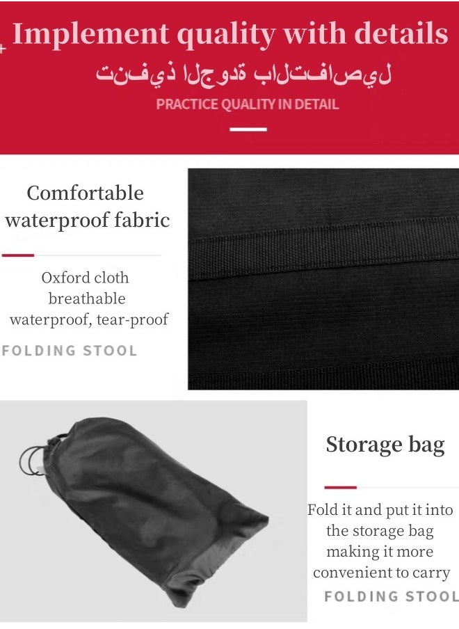 Generic - Folding Stool Portable Sitting Stool Fold Up Fishing Stool Compact Fishing Stool Hiking Chair Travel Chair Stool Portable Camp Stools Oxford Cloth Fishing Chair Telescopic (Black) - Image 1