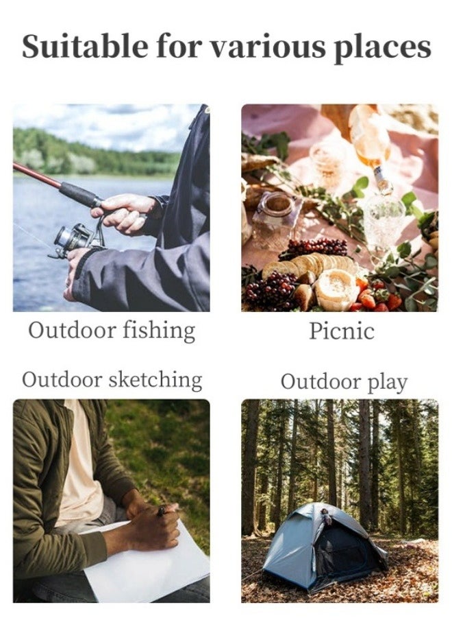 Generic - Folding Stool Portable Sitting Stool Fold Up Fishing Stool Compact Fishing Stool Hiking Chair Travel Chair Stool Portable Camp Stools Oxford Cloth Fishing Chair Telescopic (Black) - Image 1