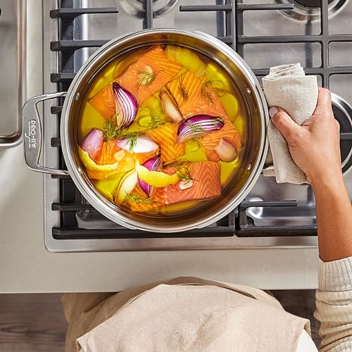 All-Clad Simply Strain Stainless Steel Multipot with Straining Lid, 6-Quart, Induction, Oven Broiler Safe 600F, Strainer, Pasta Strainer with Handle, Steamer Pot, Cookware, Home, Pots and Pans, Silver - Image 2
