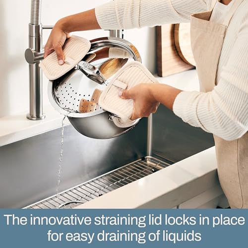 All-Clad Simply Strain Stainless Steel Multipot with Straining Lid, 6-Quart, Induction, Oven Broiler Safe 600F, Strainer, Pasta Strainer with Handle, Steamer Pot, Cookware, Home, Pots and Pans, Silver - Image 3