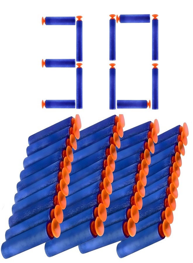 CLAPONE Hollow Out Soft Foam Refill Darts for N-Strike Elite Series Blasters Soft Foam Refill Darts for Nerf N-Strike Elite Blasters Hollow Safe & Durable Darts (Suction Blue, Suction Bullet 30PCS) - Image 1