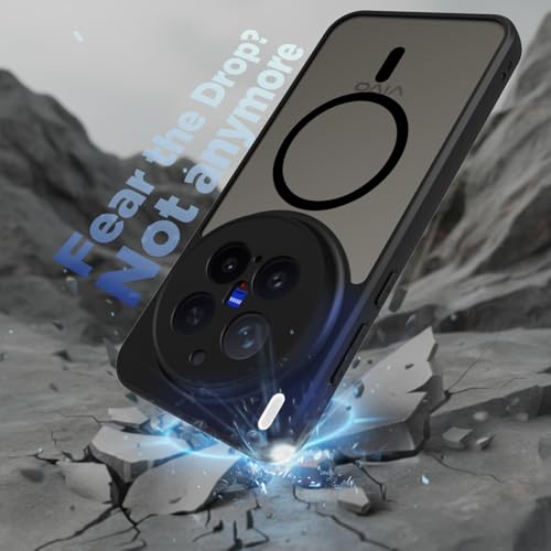 RIGGEAR Shockproof Sleek Hybrid Armor Magnetic Back Cover Case Compatible with MagSafe Accessories for Vivo X300 Pro 5G (Smoke Black Matte PC + Black TPU Bumper) - Image 5