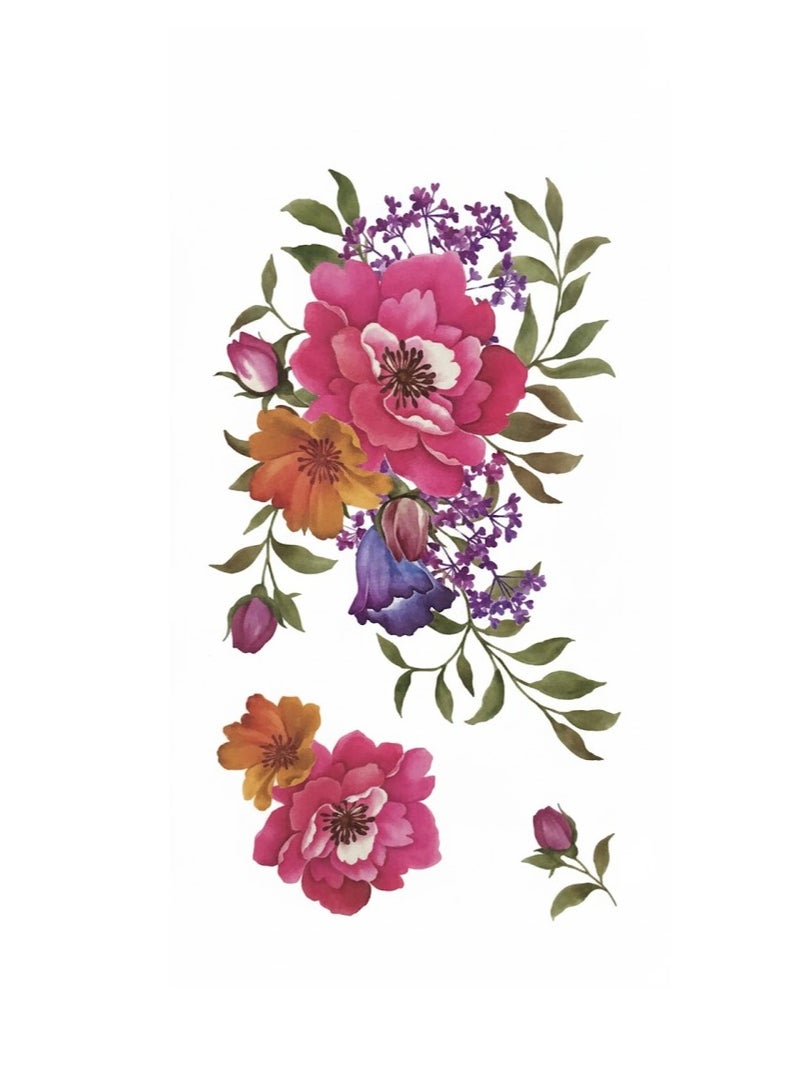 تاتو مؤقت على شكل وردة ملونة بتصميم جميل - Image 1