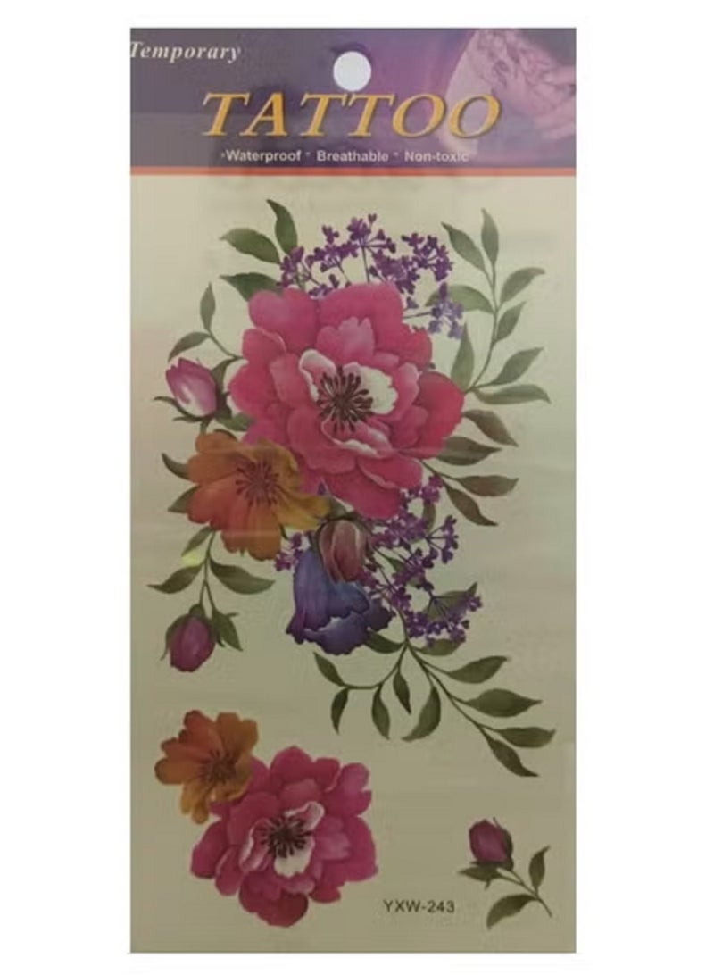 تاتو مؤقت على شكل وردة ملونة بتصميم جميل - Image 2