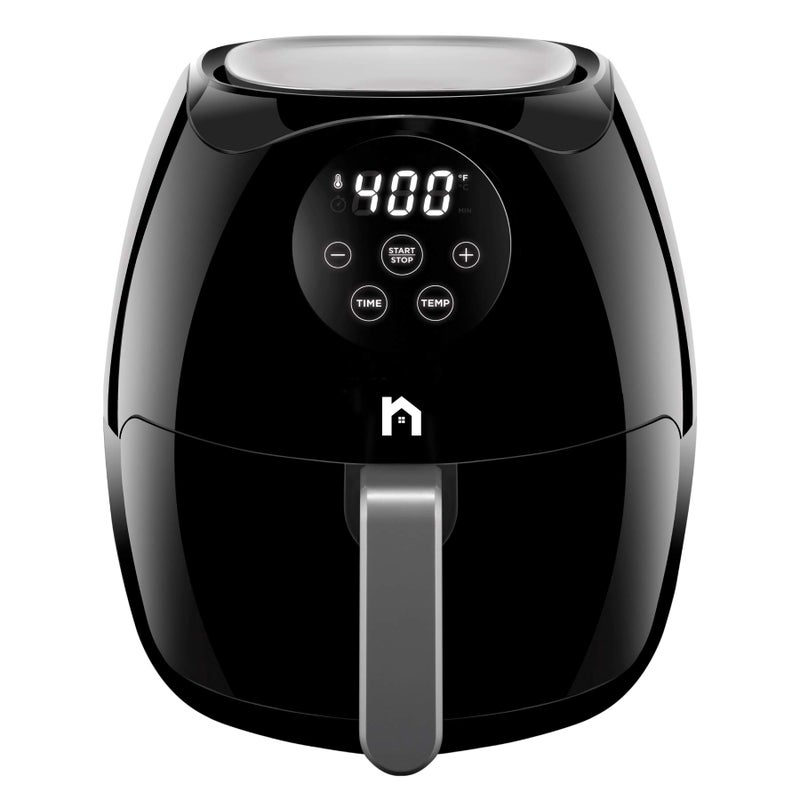 New House Kitchen Digital 35 Liter Air Fryer w Flat Basket Touch Screen AirFryer NonStick DishwasherSafe Basket Use Less Oil For Fast Healthier Food 60 Min Timer  Auto Shut Off Black