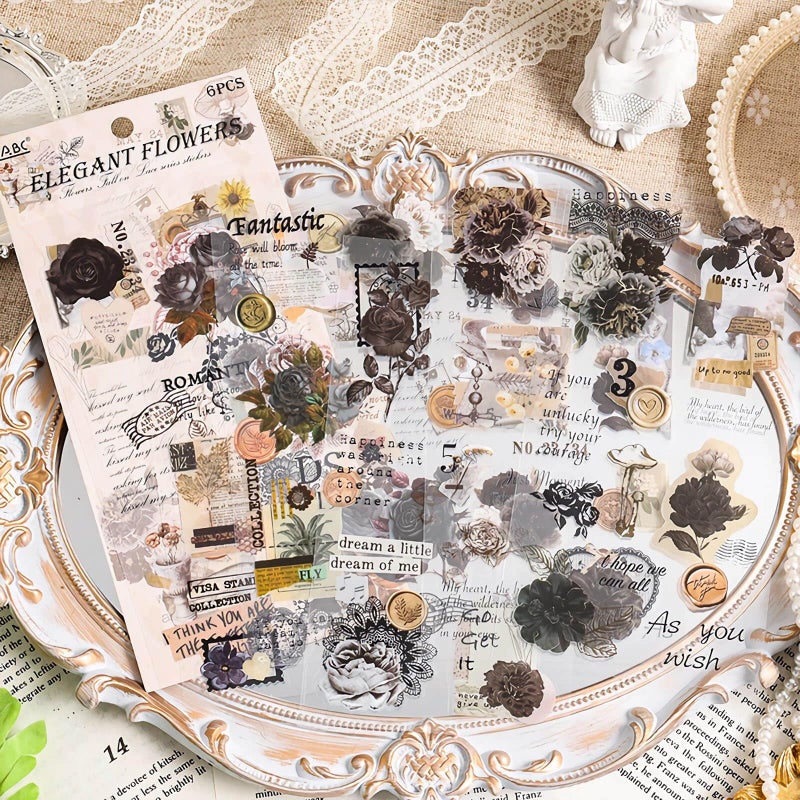 Ptyism 309 Pcs/24 Sheets Stickers for Scrapbooking,Scrapbook Flower Stickers for Scrapbooking Art Journal Bullet Journal Accessories - Image 4