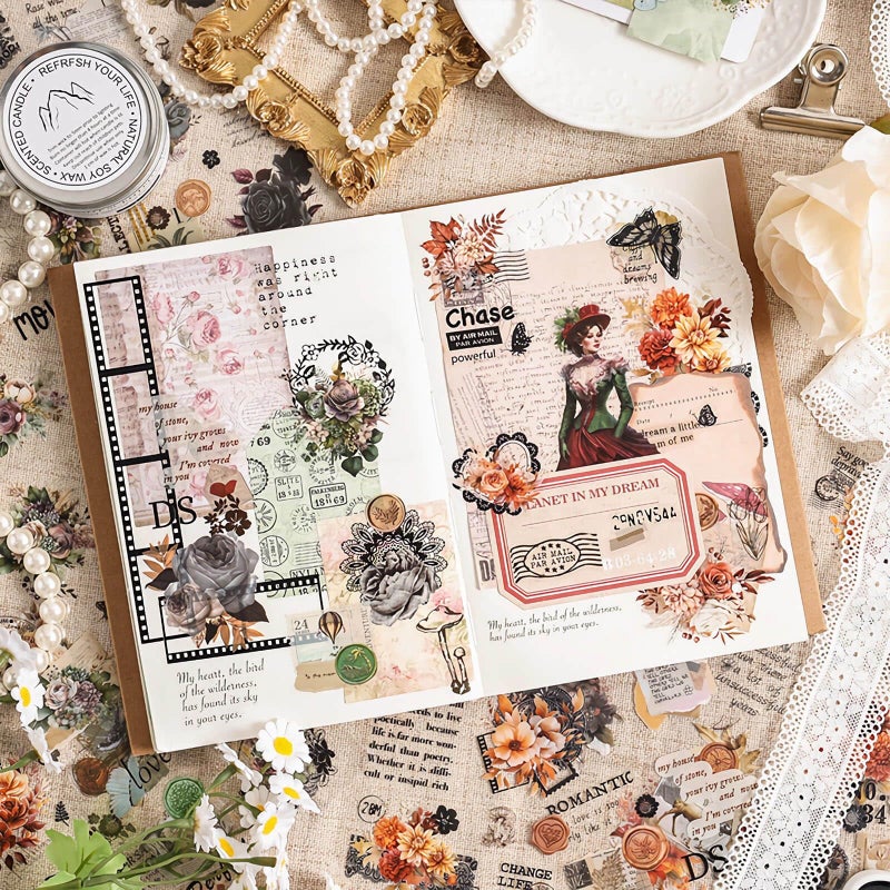 Ptyism 309 Pcs/24 Sheets Stickers for Scrapbooking,Scrapbook Flower Stickers for Scrapbooking Art Journal Bullet Journal Accessories - Image 2