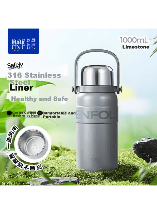 Haers Insulated Bottle, 316 Stainless Steel, Large Capacity, For Men And Women, Students, Stylish Sports Water Bottle With Strap, 1000ml - Image 1