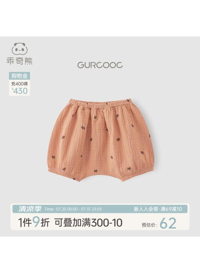Good bear Guaiqixiong Baby Pure Cotton Gauze Shorts, Summer Thin Style, Big Bottom Pants, Infant Harem Pants, Loose Casual Trousers - Image 1