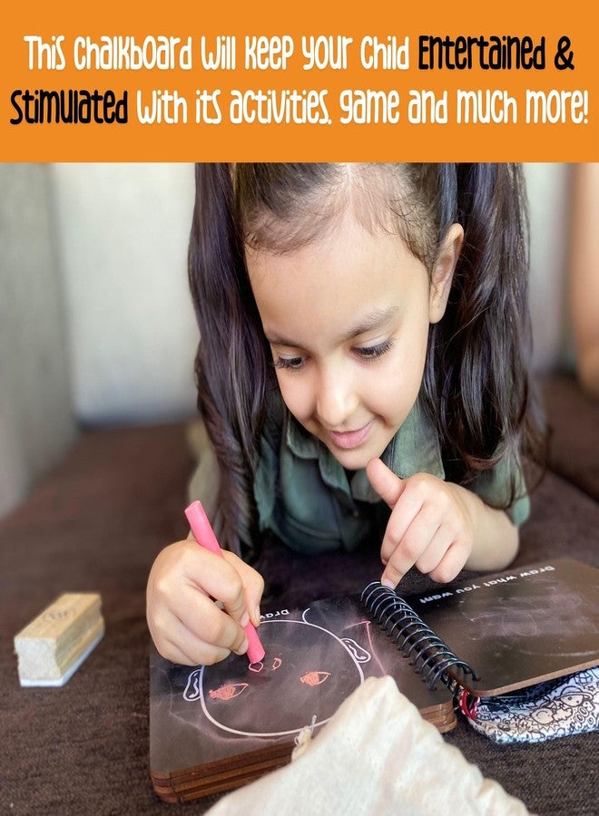 Berrybee كتاب أنشطة للأطفال من بيري بي، كتاب سبورة طباشيرية محمول، أنشطة مجانية للأطفال، قابل للمسح وإعادة الاستخدام، 12 صفحة، 12 نشاطًا، طباشير واحد مع حامل، 6 × 6 بوصة، للأطفال الصغار - Image 5