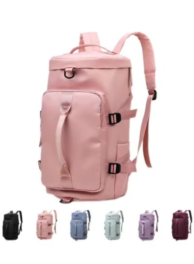 م اكس م حقيبة سفر دافل للمشي لمسافات طويلة (3 في 1) حقيبة ظهر لليد والكتف، حقائب رياضية مقاومة للماء للرجال والنساء بسعة كبيرة (وردي) - Image 1