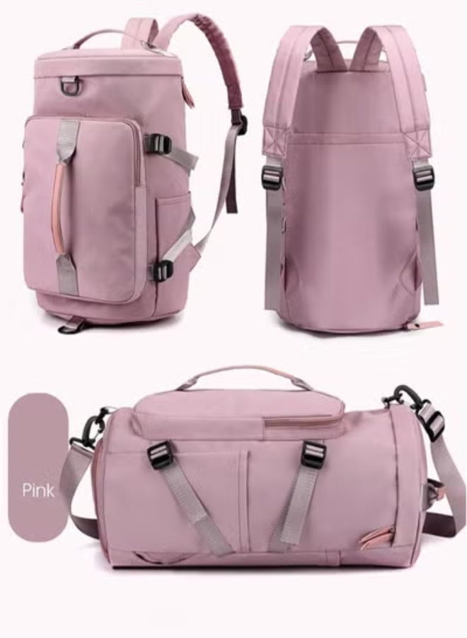 م اكس م حقيبة سفر دافل للمشي لمسافات طويلة (3 في 1) حقيبة ظهر لليد والكتف، حقائب رياضية مقاومة للماء للرجال والنساء بسعة كبيرة (وردي) - Image 2