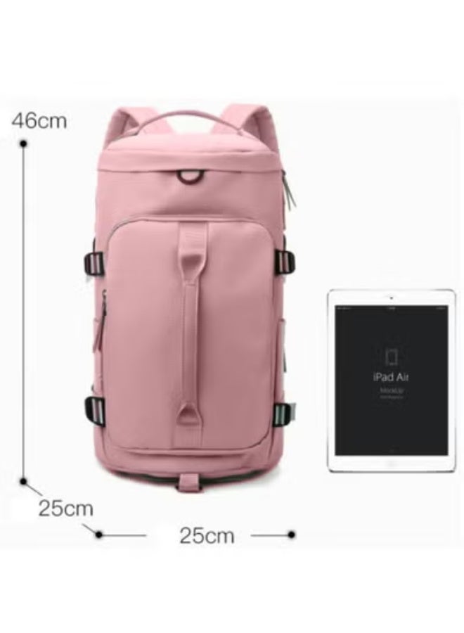 م اكس م حقيبة سفر دافل للمشي لمسافات طويلة (3 في 1) حقيبة ظهر لليد والكتف، حقائب رياضية مقاومة للماء للرجال والنساء بسعة كبيرة (وردي) - Image 3