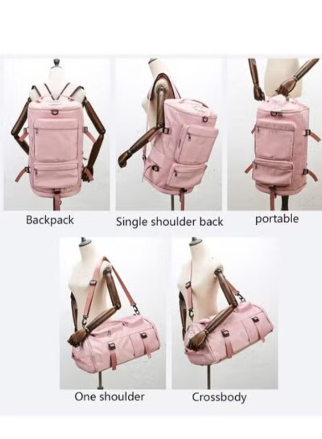 م اكس م حقيبة سفر دافل للمشي لمسافات طويلة (3 في 1) حقيبة ظهر لليد والكتف، حقائب رياضية مقاومة للماء للرجال والنساء بسعة كبيرة (وردي) - Image 5