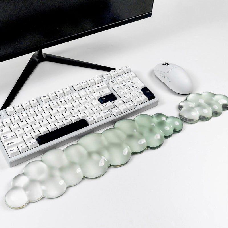 Sumgsn Ergonomic Gel Keyboard and Mouse Wrist Rest Set â€“ Green Cloud Wrist Rest for Computer Keyboard 60%/68%/75%, Comfort & Support for Typing and Gaming - Image 1