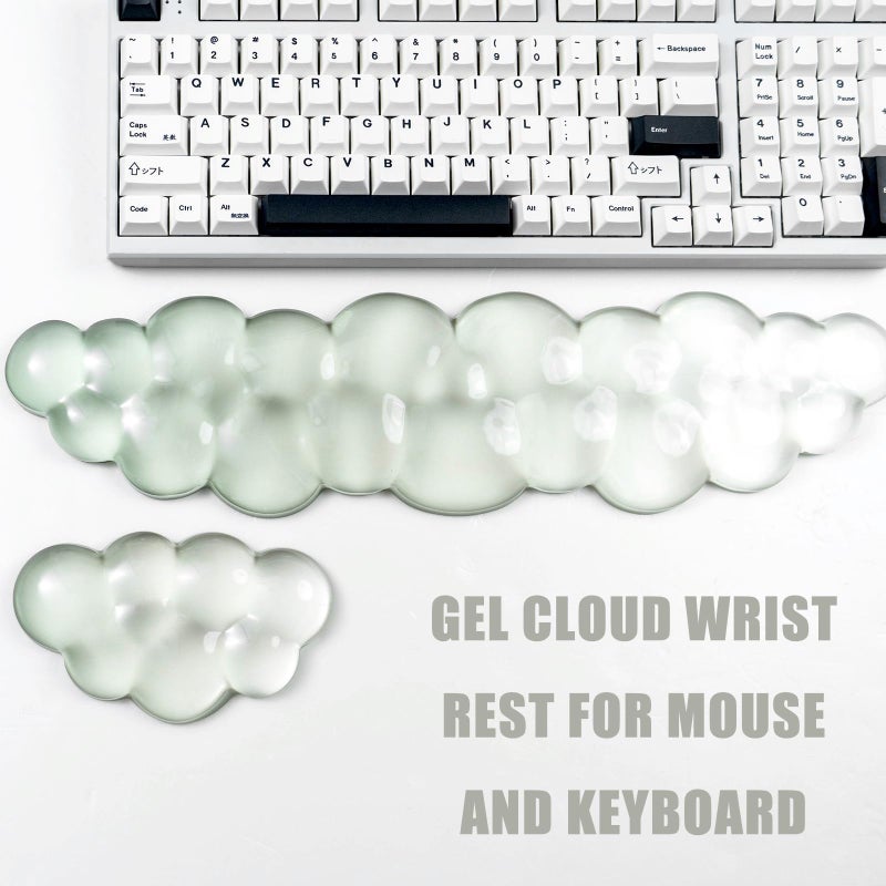 Sumgsn Ergonomic Gel Keyboard and Mouse Wrist Rest Set â€“ Green Cloud Wrist Rest for Computer Keyboard 60%/68%/75%, Comfort & Support for Typing and Gaming - Image 3