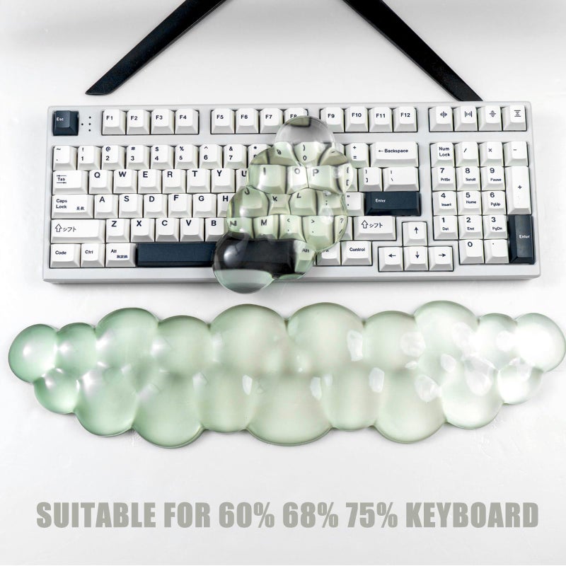 Sumgsn Ergonomic Gel Keyboard and Mouse Wrist Rest Set â€“ Green Cloud Wrist Rest for Computer Keyboard 60%/68%/75%, Comfort & Support for Typing and Gaming - Image 5