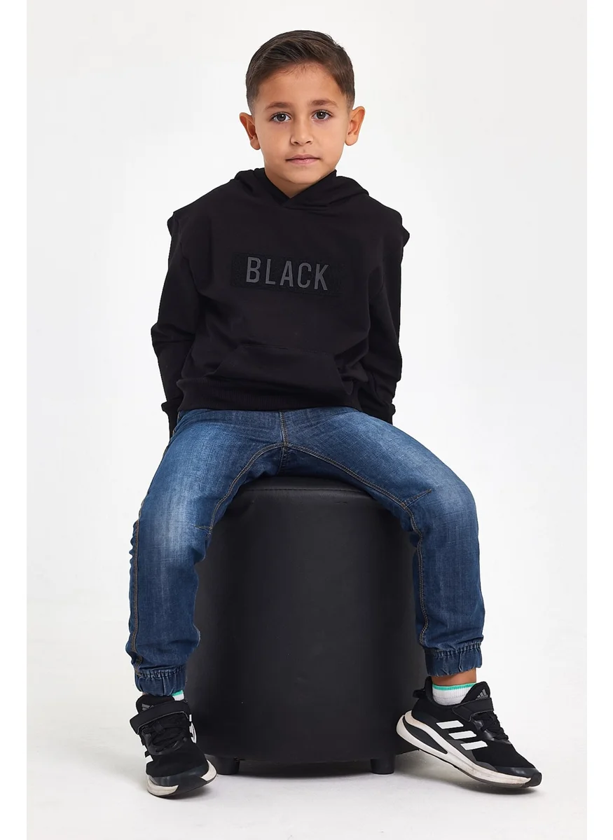 Mrs & Kids 3D Printed Cotton Winter Black Hoodie Children's Black Men's Unisex Oversize Sweatshirt Hoodie