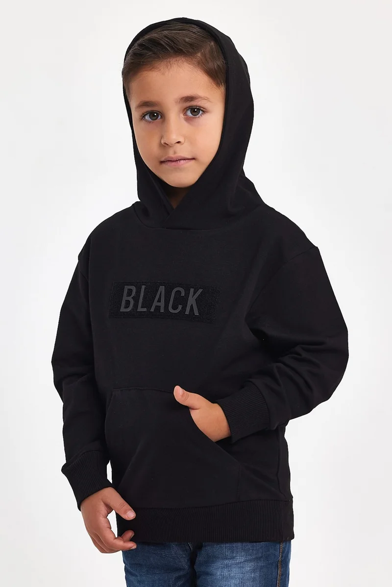 Mrs & Kids 3D Printed Cotton Winter Black Hoodie Children's Black Men's Unisex Oversize Sweatshirt Hoodie