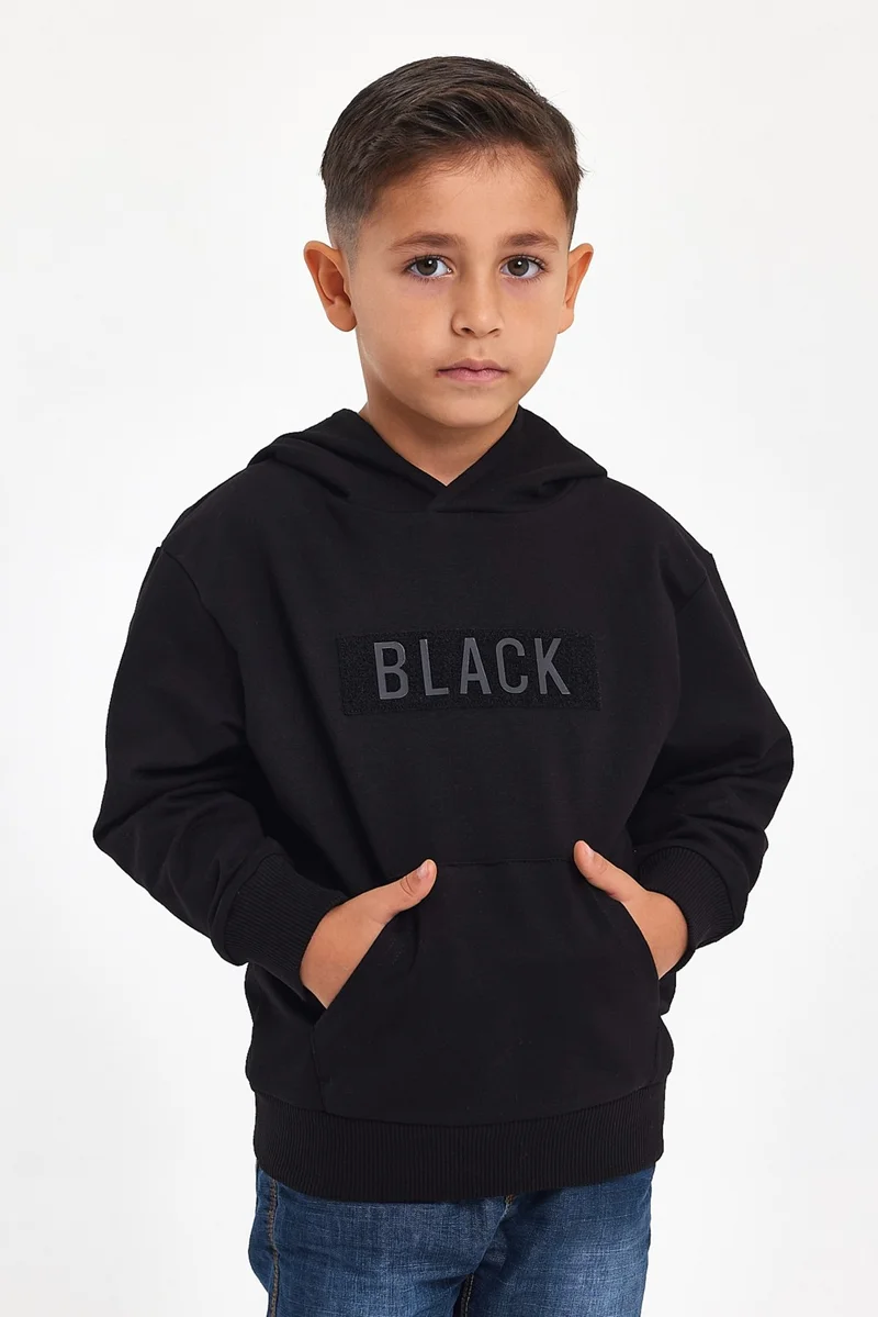 Mrs & Kids 3D Printed Cotton Winter Black Hoodie Children's Black Men's Unisex Oversize Sweatshirt Hoodie