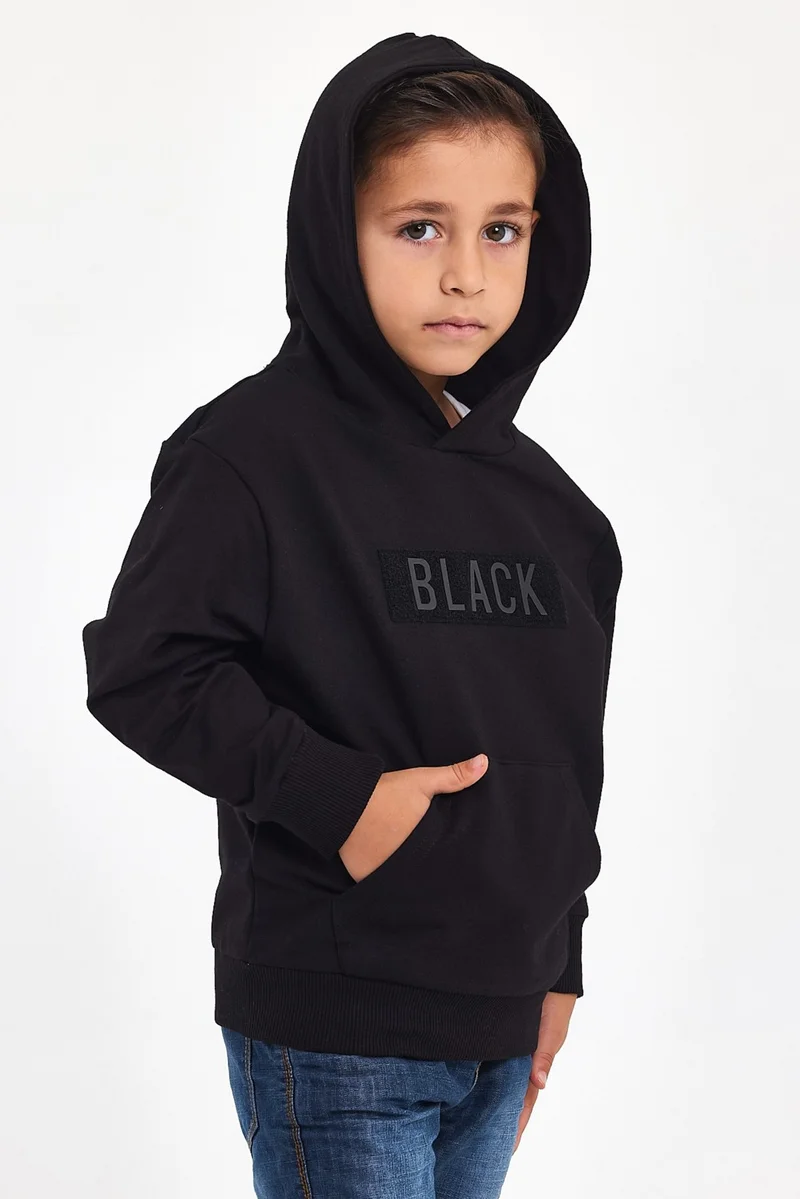 Mrs & Kids 3D Printed Cotton Winter Black Hoodie Children's Black Men's Unisex Oversize Sweatshirt Hoodie
